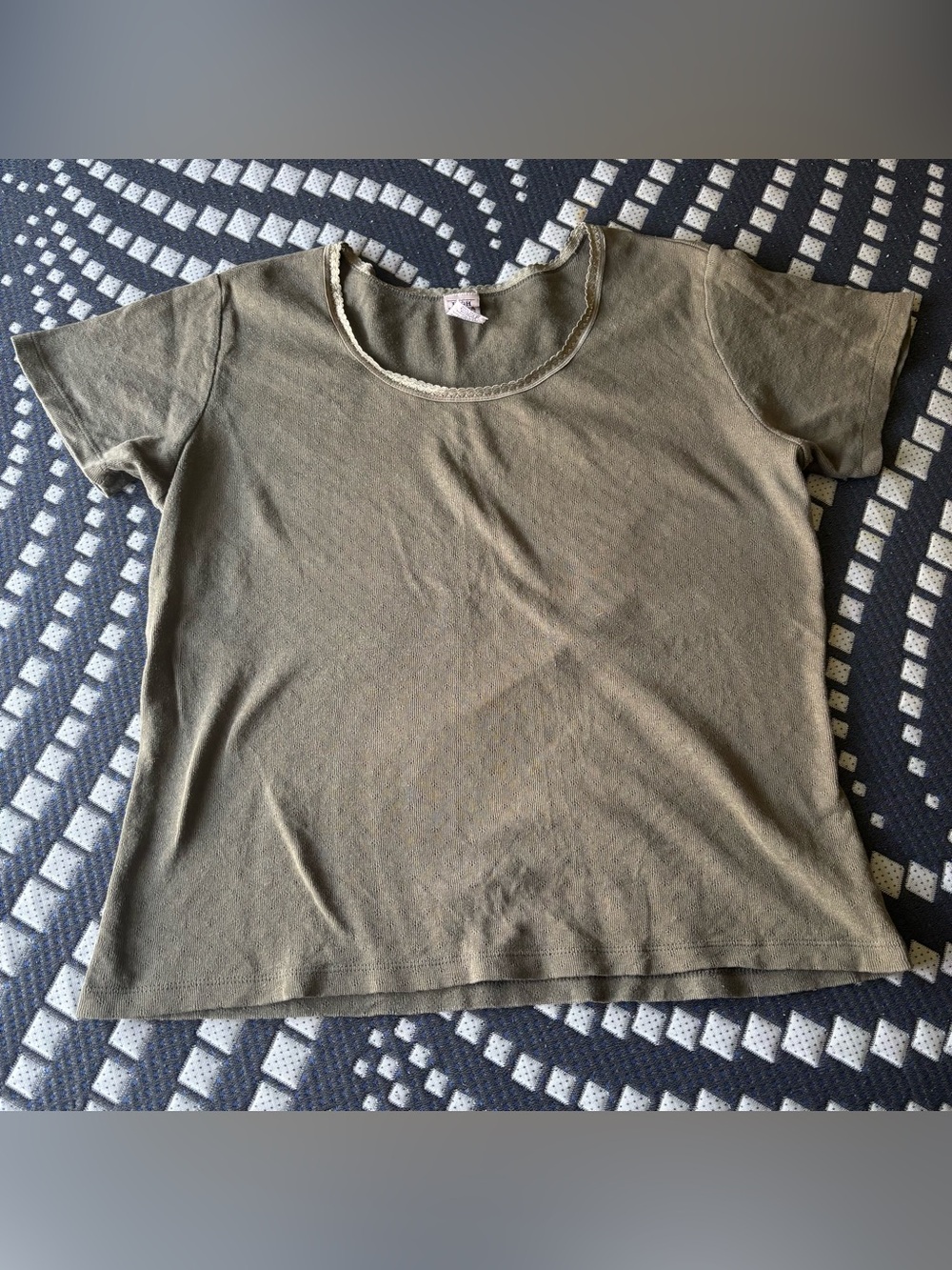 Vintage 100% cotton short sleeve baby pointelle tshirt size large cottage green